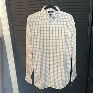 Express Blue Boxed Slim Performance Dress Shirt